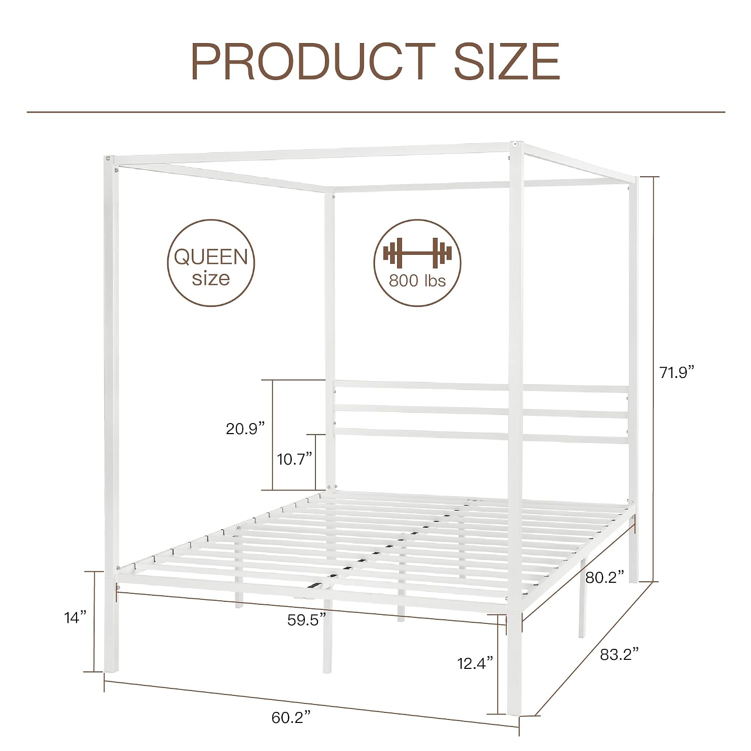 Cadre de lit à baldaquin en mé - Canopy Bed Frame Metal Queen avis et prix