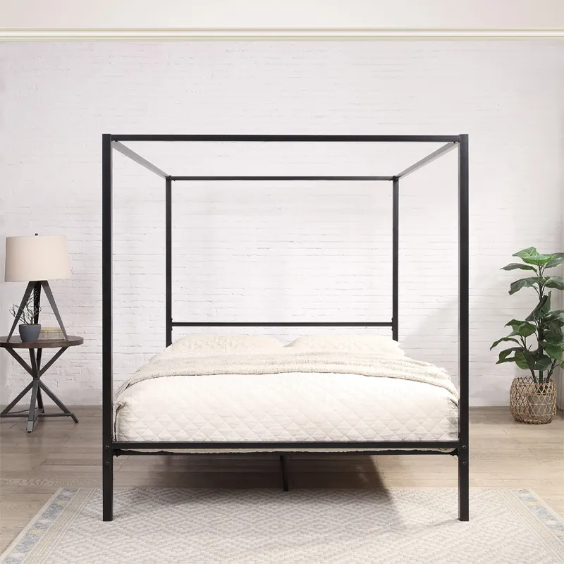 Lit à baldaquin noir au design - Canopy Bed Frame Metal Queen avis et prix