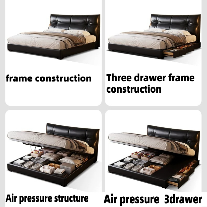 Lit en cuir PU noir de style i - King Size Bed Frame With Storage Drawers avis et prix