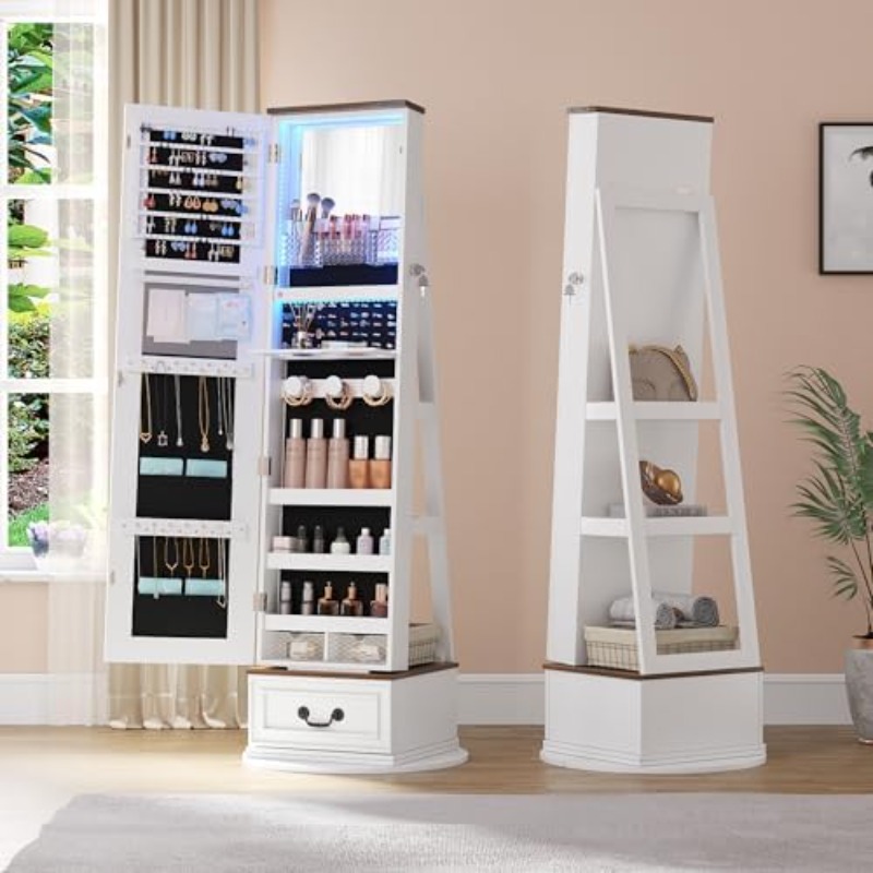 360 ° Armoire à bijoux pivotan - Full Length Mirror Jewelry Armoire avis et prix