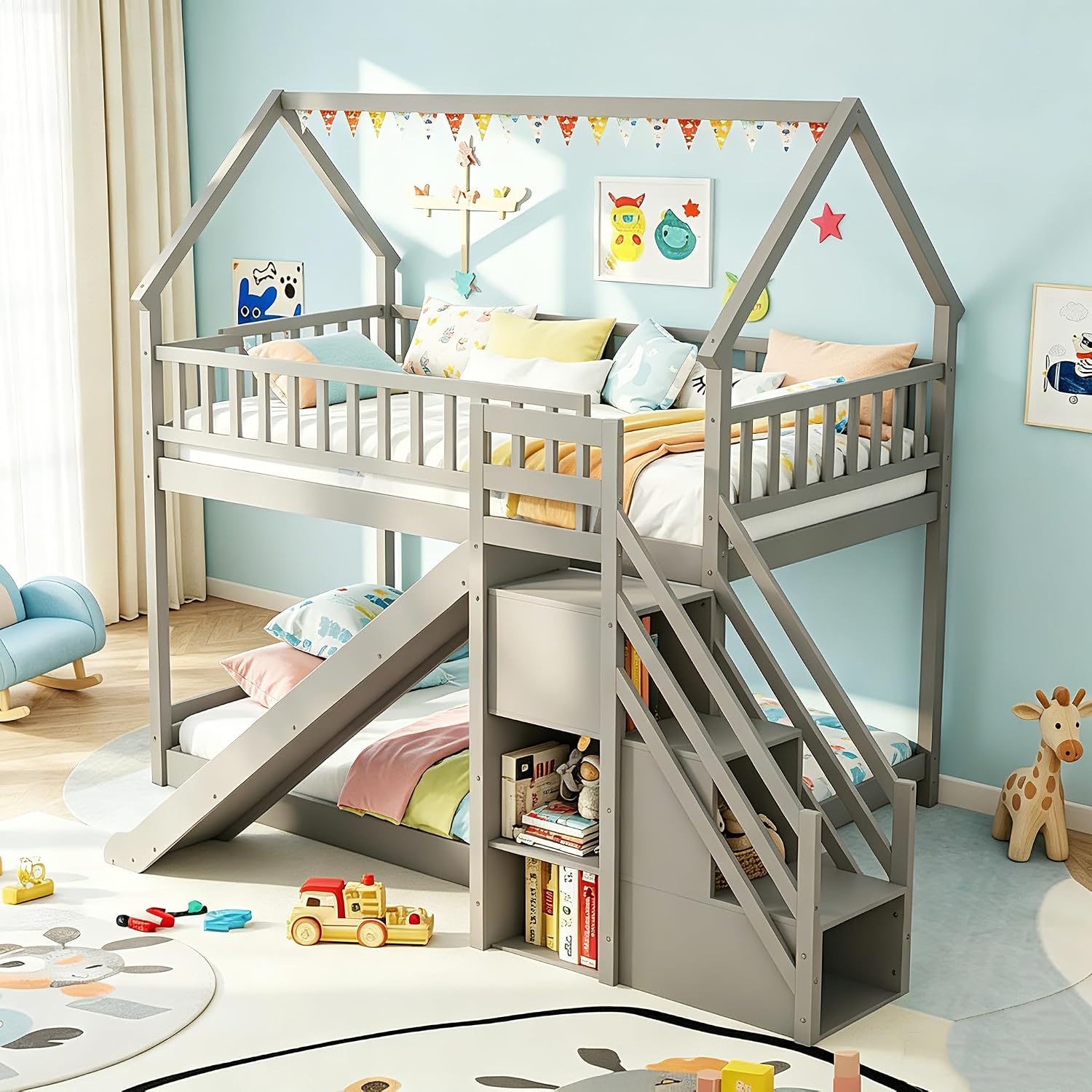 Lit superposé double avec esca - Bunk Bed With Stairs And Slide avis et prix