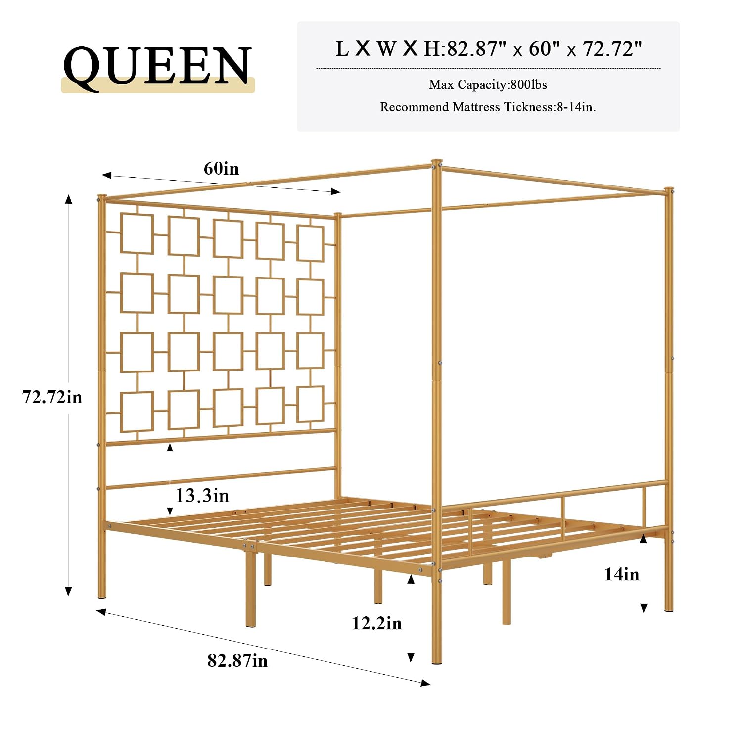 Cadre de lit à baldaquin Queen - Canopy Bed Frame Metal Queen avis et prix