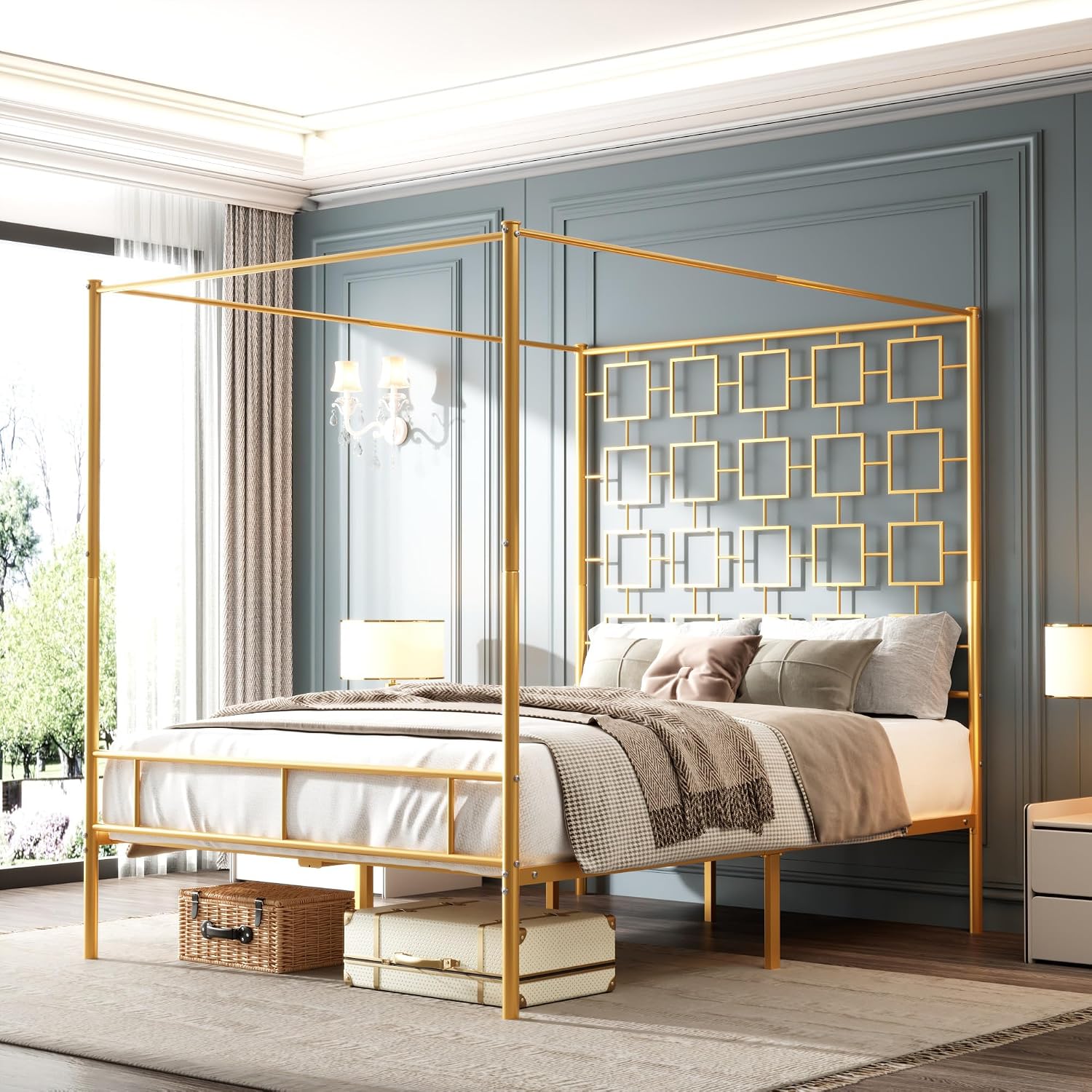 Cadre de lit à baldaquin Queen - Canopy Bed Frame Metal Queen avis et prix