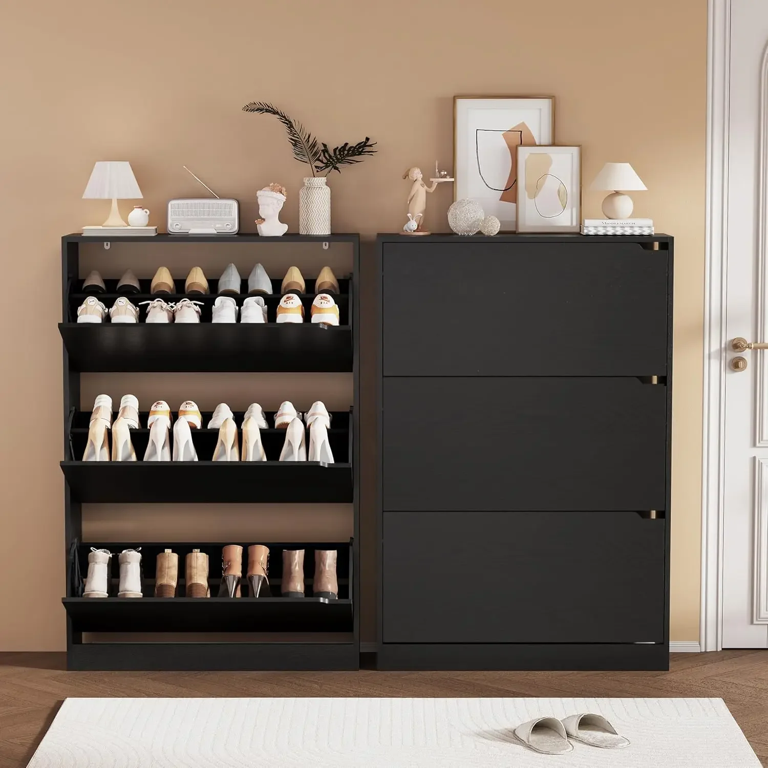 Meuble de rangement pour chaus - Shoe Rack Cabinet Narrow Entryway avis et prix