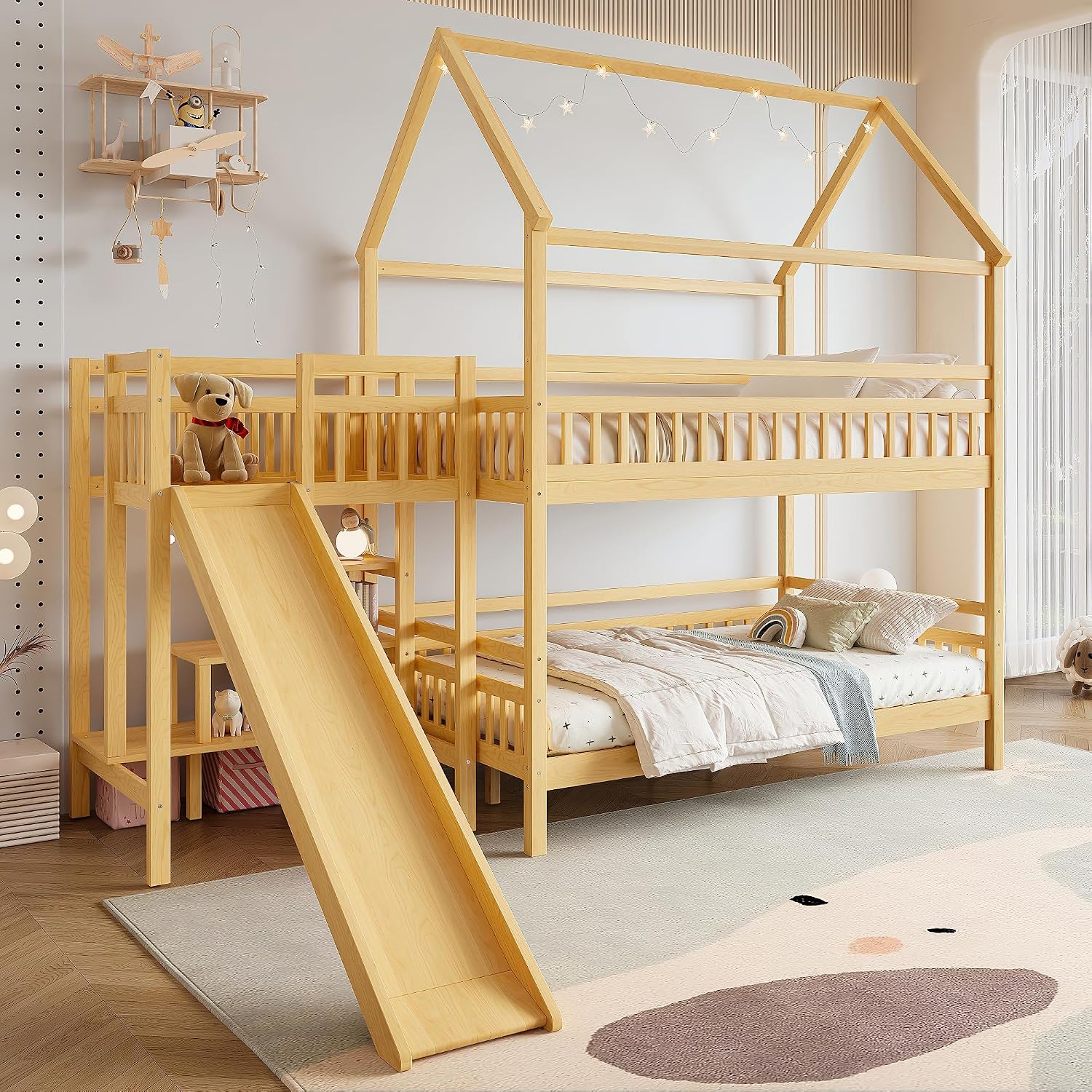 Lit superposé double avec toit - Bunk Bed With Stairs And Slide avis et prix