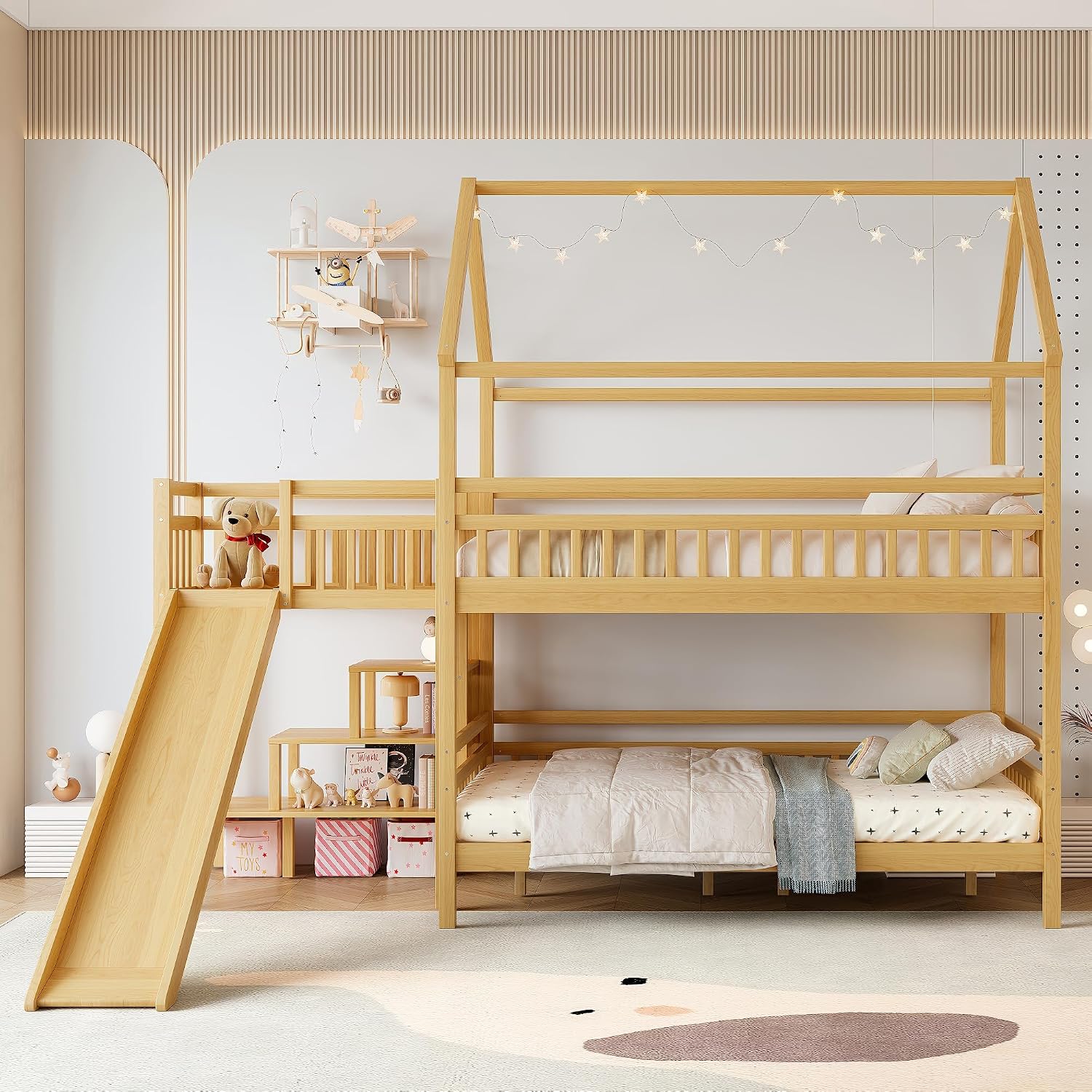 Lit superposé double avec toit - Bunk Bed With Stairs And Slide avis et prix