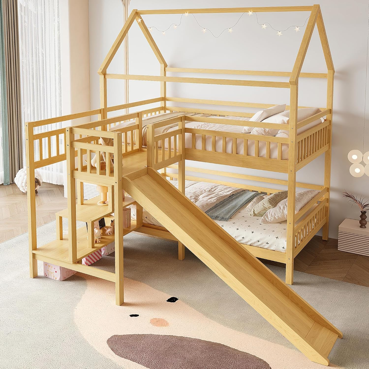 Lit superposé double avec toit - Bunk Bed With Stairs And Slide avis et prix